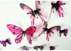 Zestaw 18 różowych adhezyjnych naklejek 3D Ambiance Butterflies