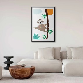 Plakat Wesoły leniwiec 29,7x42 cm z ramą czarną z marginesem ARTGEIST B