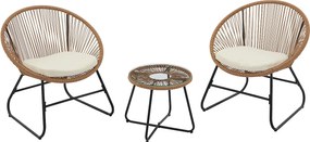 Zestaw mebli ogrodowych z technorattanu: 2 fotele i stolik kawowy - Naturalny jasny - PISALE marki MYLIA