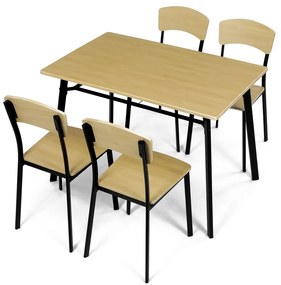 Zestaw jadalniany Industrial z 4 krzesłami, 110 x70 x 76 cm, brązowy