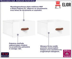 Zestaw Wiszących Biały Szafek Nocnych Połysk Juna 3X