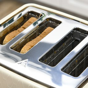 HOMCOM Zestaw do kuchni 2-w-1, Toster i Czajnik, wiele opcji, 1,7 L, 4 kromki jednocześnie, Tworzywo sztuczne, Kolor Beżowy