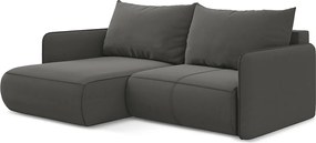 Narożnik lewostronny z funkcją spania - z tkaniny welwetowej - stalowy - NANEA