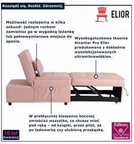 Różowy wielofunkcyjny fotel rozkładany C6-P91