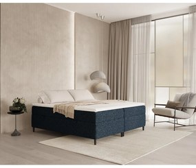 Ciemnoniebieskie łóżko boxspring ze schowkiem 200x200 cm Araya – Maison de Rêve