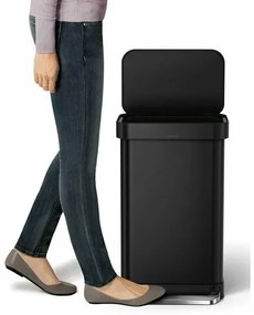 Simplehuman Prostokątny kosz na śmieci z pedałem ikieszenią na worki 45 l, czarny