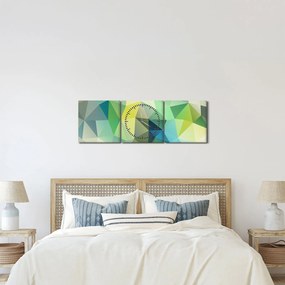 Obraz abstrakcji geometrycznej (z zegarem) (90x30 cm)
