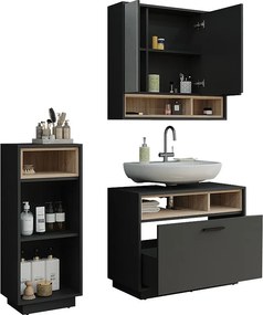 Zestaw mebli łazienkowych antracyt/sonoma 80x35x64 beatrice
