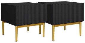 Zestaw szafek nocnych Nicole 46 cm - czarny / złote nóżki