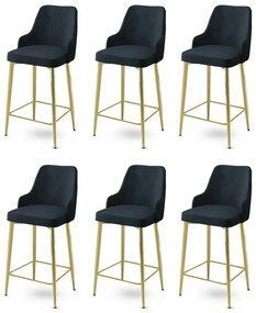 Zestaw krzeseł barowych Enox Anthracite and Gold,6 szt.