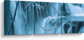 Obraz - lodowe wodospady (z zegarem) (90x30 cm)