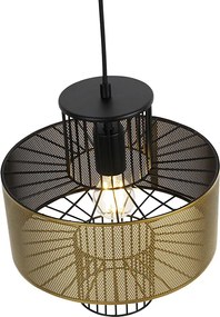 Designerska lampa wisząca złota z czarnym 30 cm - Tess