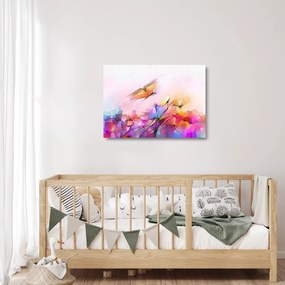 Obraz na szkle - Motyl nad kwiatem, abstrakcja (70x50 cm)