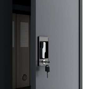 Biurowa szafa metalowa na akta ALEX, 450 x 1850 x 400 mm, antracyt