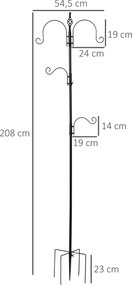 Stacja karmienia ptaków PawHut, zewnętrzny rozdzielacz pokarmu, 4 haczyki, Stal, Czarny