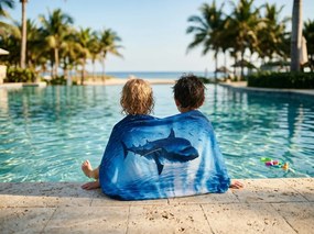 Ręcznik plażowy XXL szybkoschnący SHARKON niebieski 150 x 210 cm, 100% mikrofibra