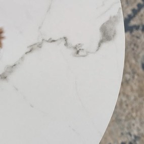 Stolik Kawowy CLIFF MAX 80 cm Biały Marmur/Złoty Nowoczesny Glamour