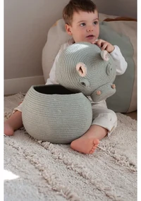 Jasnoszary tekstylny dziecięcy kosz na zabawki ø 25x30 cm Henry the Hippo – Lorena Canals