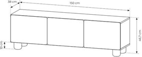 Szafka RTV Arlo 150 cm trzydrzwiowa - dąb vicenza