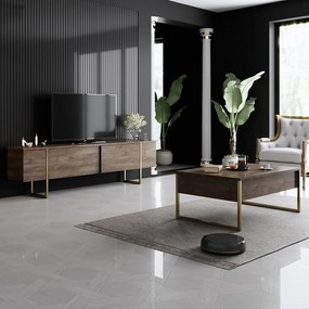Szafka pod TV w dekorze orzecha 180x30 cm Luxe – Kalune Design