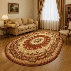 Brązowy owalny dywan w klasycznym stylu N2-W63