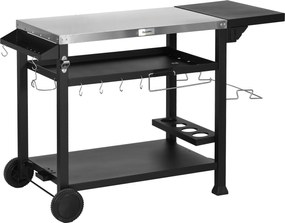 Outsunny Stacja Grillowa Wózek grillowy, w zestawie akcesoria, 125 x 65 x 84 cm, Czarny + Srebrny