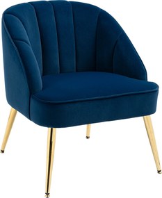 HOMCOM Fotel uszak Lounge z wykończeniem aksamitnym Fotel relaksacyjny Niebieski
