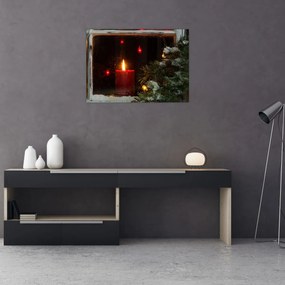 Obraz - Świecąca świeca bożonarodzeniowa (70x50 cm)