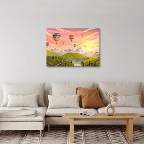 Obraz balonów nad krajobrazem (70x50 cm)