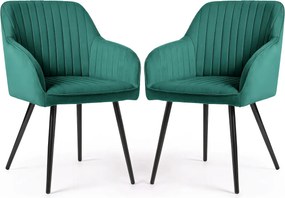 Zestaw 2 zielonych krzeseł welurowych E6-D93