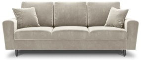 Beżowa aksamitna rozkładana/ze schowkiem sofa 235 cm Kyoto – Cosmopolitan Design