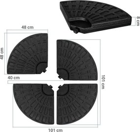 STILISTA Stojak na parasole 48 x 48 x 7,5 cm, czarny