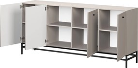 Komoda Lorini 200 cm czterodrzwiowa - kaszmir / czarne uchwyty / stelaż