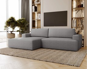 Emporius Boston narożnik rozkładany do salonu - sofa z funkcją spania, mały narożnik, pojemnik na pościel, lewostronny - narożnik szary (Memphis 18)