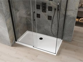 Mexen Omega kabina prysznicowa rozsuwana 130 x 70 cm, transparent, czarna + brodzik Flat, biały - 825-130-070-70-00-4010B