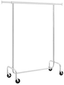 SongmicsHome Wieszak na ubrania IRENE na kółkach, max. 130 kg, 150x45x160 cm, srebrny