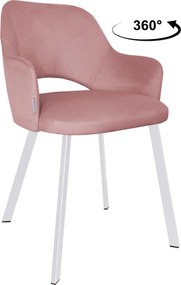 Krzesło Milano tkanina Welur noga metalowa : Kolor nogi - Biały profil, Kolor tkaniny - VELVET - MG58, Typ siedziska - Siedzisko obrotowe 360°