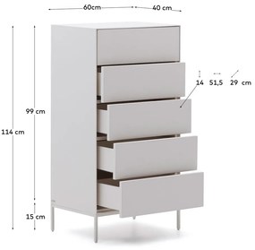 Biała wysoka komoda 60x114 cm Vedrana – Kave Home