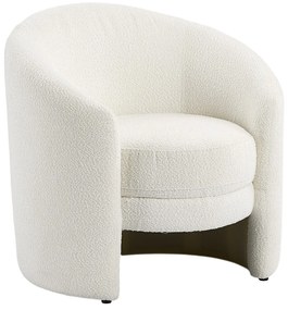 Fotel okrągły z białej bukli - RUOTO