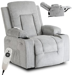 Fotel Masujący BOX 2 Rozkładany z Podnóżkiem Szary Nowoczesny