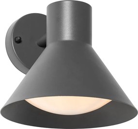 Industrialna lampa ścienna zewnętrzna ciemnoszara stożek IP44 - Natas