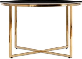 Stolik Kawowy Ceramiczny MARINE 80 cm Czarny Marmur Mat/Złoty Nowoczesny Glamour