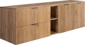 Zestaw łazienkowy: szafka z szufladami, szafka z drzwiami i regał 57×46×180 cm, kolor: Dąb Craft, uchwyt czarny