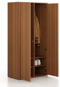 Szafka FRAME, 2 przedziały, 872 x 450 x 1735 mm, PUSH-lock, orzech