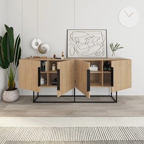 Niska komoda w dekorze dębu 200x80 cm Titan – Marckeric