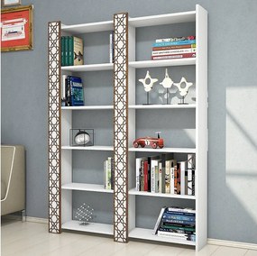 Nowoczesny regał na książki – 124,6 cm x 170 cm x 24,2 cm – biały – płyta wiórowa pokryta melaminą