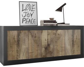 Komoda NERILA czarna/brązowa