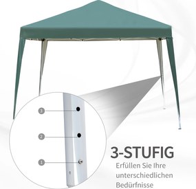 Outsunny Pawilon Ogrodowy 295x295cm Rozkładany Namiot Ochrona UV Stal Tkanina Oxford Składany Zielony | Aosom PL