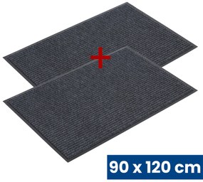 Trwała mata wejściowa z PVC 1+1 GRATIS, dywanowa, 90 x 120 cm, szara