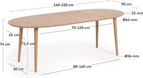 Rozkładany stół w dekorze dębu 90x140 cm Oqui – Kave Home